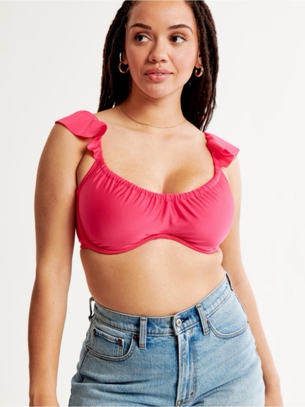 Abercrombie & Fitch Hot Pink Ruffle Bikini Top